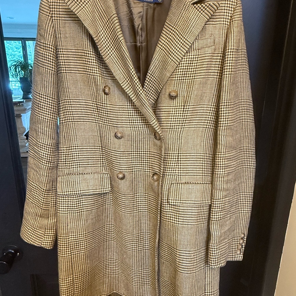 Ralph Lauren Tan Plaid Trench Coat